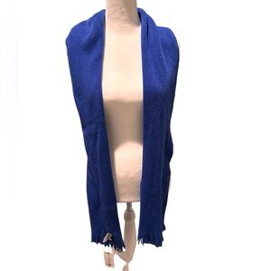 Colorful Calvin Klein Knit Scarf Fringe Detail Blue